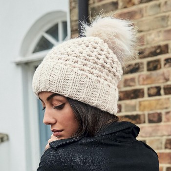 Cappellino Adulto Popcorn Fur Pom Pom Beanie - Beechfield