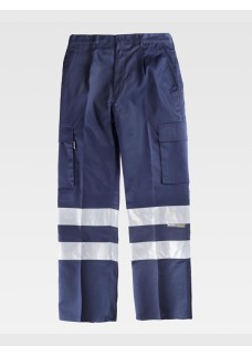 PANTALONE DA LAVORO MULTITASCHE BANDE RIFRANGENTI B1407