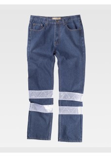 PANTALONE DA LAVORO 5 TASCHE TESSUTO DENIM BANDE RIFRANGENTI B4007