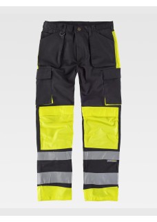 PANTALONE BANDE RIFRANGENTI TRIPLE CUCITURE PROTEZIONE ALLE GINOCCHIA C2914