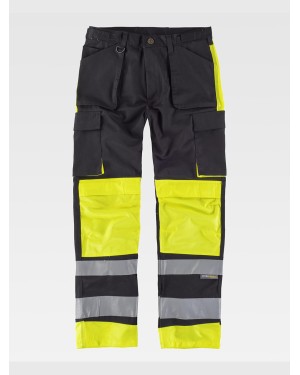 PANTALONE BANDE RIFRANGENTI TRIPLE CUCITURE PROTEZIONE ALLE GINOCCHIA C2914