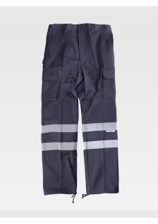 PANTALONE DA LAVORO MULTITASCHE BANDE RIFRANGENTI PROTEZIONE ALLE GINOCCHIA E GLUTEI C4016