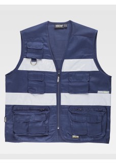 GILET MULTITASCHE LEGGERO BANDE RIFRANGENTI S3107