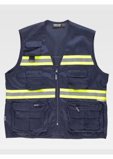 GILET MULTITASCHE LEGGERO BANDE RIFRANGENTI FLUORESCENTI S3136