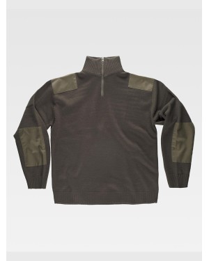 PULLOVER UNISEX MEZZA ZIP RINFORZI IN TWILL S5501