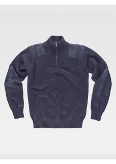 PULLOVER UNISEX MEZZA ZIP RINFORZI IN TWILL S5502