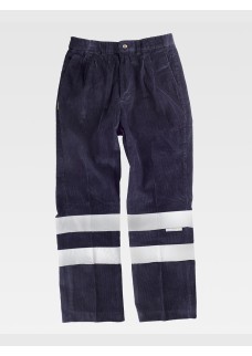 PANTALONE DA LAVORO VELLUTO BANDE RIFRANGENTI S7016